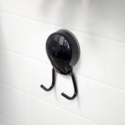 Showerdrape Suctionloc Black Steel Suction Wall Mounted Robe Hook With Mounting Disc from B&Q