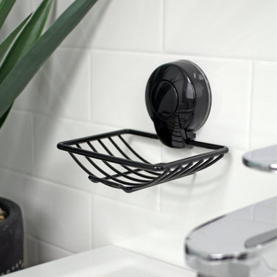 Showerdrape Suctionloc Black Steel Suction Wall Mounted Soap Basket With Mounting Discs from B&Q