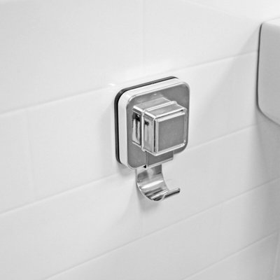 Showerdrape Pushloc Chrome Steel Suction Wall Mounted Robe Hook With Mounting Square from B&Q