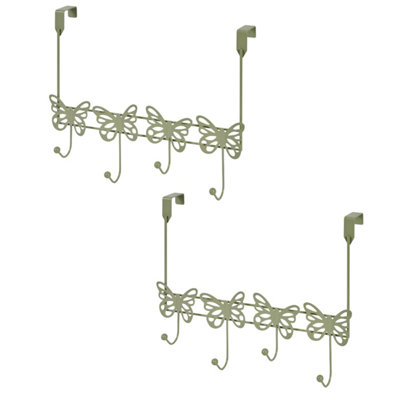 B&Q -  Set Of 2 Butterflies Sage Green Over Door Storage Hooks