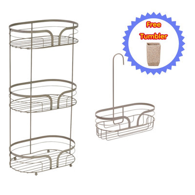 Showerdrape Dante Beige Freestanding Floor Caddy And Mini Shower Caddy from B&Q