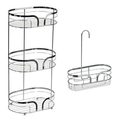 Showerdrape Dante Chrome Freestanding Floor Caddy And Mini Shower Caddy from B&Q
