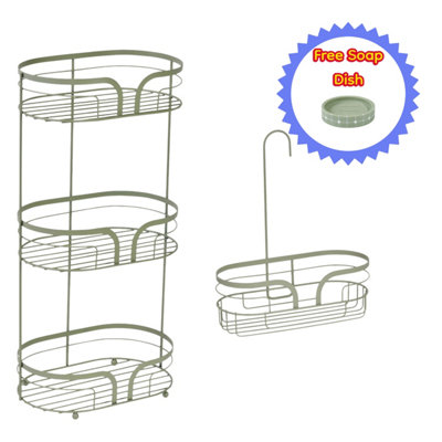 Showerdrape Dante Sage Green Freestanding Floor Caddy And Mini Shower Caddy from B&Q