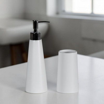 Showerdrape Alto White 2 SetLiquid Soap Dispenser And Tumbler from B&Q