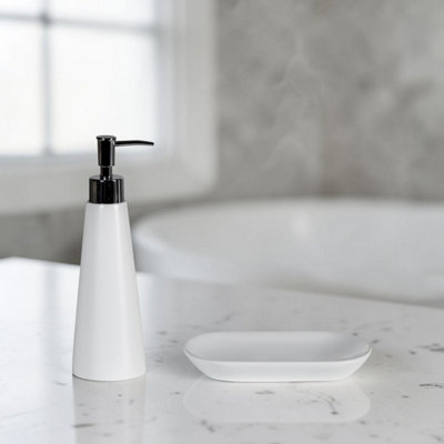 Showerdrape Alto White 2 SetLiquid Soap Dispenser And Soap Dish from B&Q