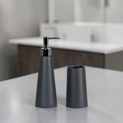 Showerdrape Alto Grey 2 SetLiquid Soap Dispenser And Tumbler from B&Q
