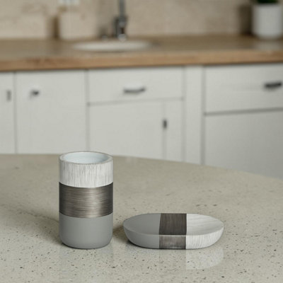 Showerdrape Luxe Bathroom Accessory SetSoap Dish & Tumbler from B&Q