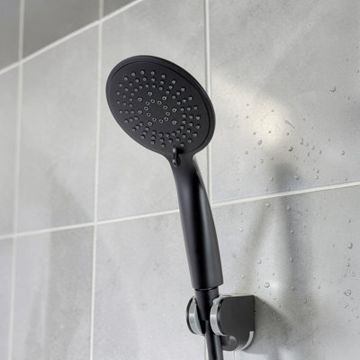Showerdrape Vito Black 5-Spray Pattern Shower Head from B&Q