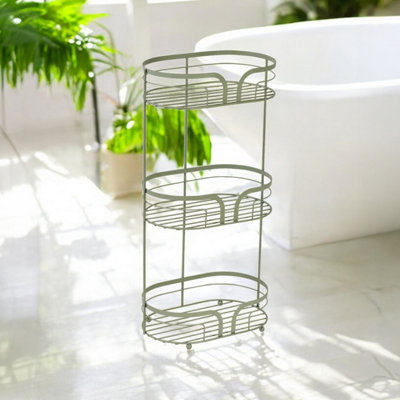 Showerdrape Dante Sage Green Freestanding Bathroom Floor Shower Caddy from B&Q