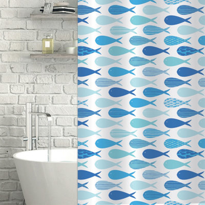 Showerdrape Aquarium White & Blue Shower Curtain from B&Q