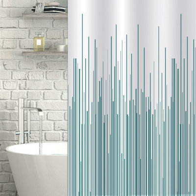 Showerdrape City White & Teal Shower Curtain from B&Q