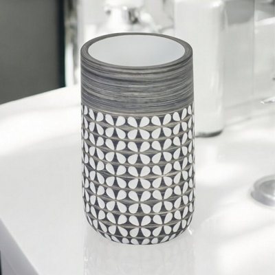 Showerdrape Ravello Geo Floral Grey & White Tumbler from B&Q