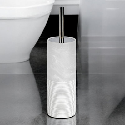 Rackhams Onyx/White Bianco Frost Striped Toilet Brush & Holder - Image 5