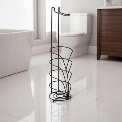 Showerdrape Vertu Black Toilet Roll Holder & Spare Combo from B&Q