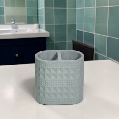 Showerdrape Maison Soft Green Shimmer Toothbrush Holder, Green - Image 3
