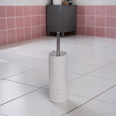 Showerdrape Maison Soft White Shimmer Toilet Brush, White - Image 4