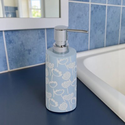 Showerdrape Buttercup Light Blue Floral Liquid Soap Dispenser from B&Q