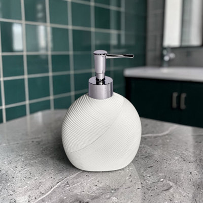 B&Q -  Ripple White Textured Liquid Soap Dispenser