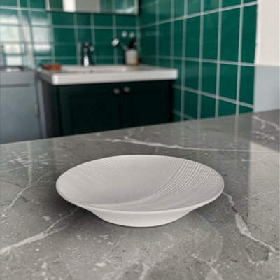 Showerdrape Ripple White Textured Soap Dish from B&Q