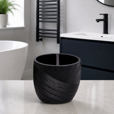 Showerdrape Ripple Black Textured Toothbrush Holder, Black - Image 3