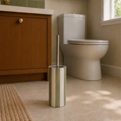 Showerdrape - Pier Toilet Brush & Holder - Ceramic - 36.5cm - Green and White - Image 4