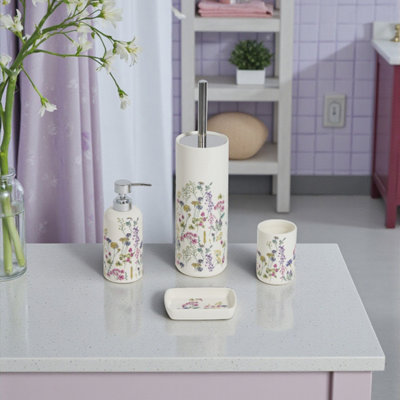 Showerdrape Meadow Wild Flowers Floral 4 Piece Bathroom Accessory Set from B&Q