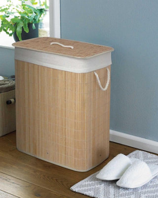Homespace Direct Ltd Bamboo Natural Laundry Hamper With Divider from B&Q