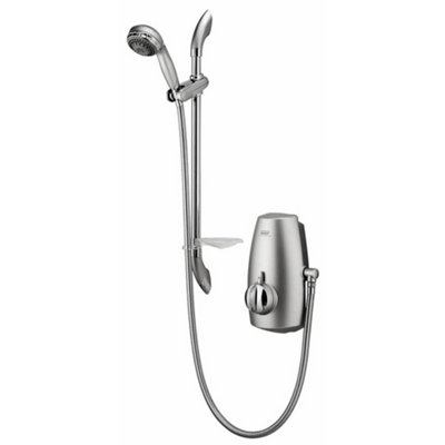 Aqualisa Aquastream Power Shower Satin Chrome + Kit Low Voltage Quiet Shower from B&Q