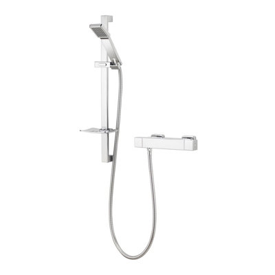 Aqualisa Sierra Square Chrome Effect Rear Fed Manual Mixer Shower & 1.5M Hose Length from B&Q