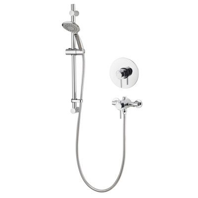 Aqualisa Sierra Chrome Effect Rear Fed Manual Mixer Shower With Exposed & Concealed Valve & 1.5M Hose Length from B&Q