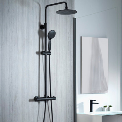 Aqualisa Deco Thermostatic Mixer Shower Round Bar Valve Black Deco.rnd.sc.mb from B&Q