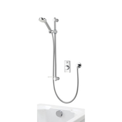 Aqualisa Visage Q Wall Fed Concealed Valve Gravity-Pumped Smart Digital Shower With Overflow Bath Filler & Adjustable Head from B&Q