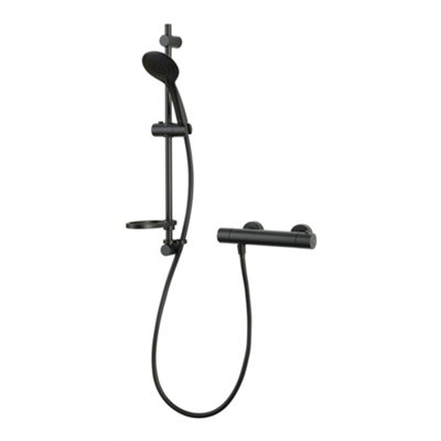 Aqualisa Sierra Matt Black Rear Fed Manual Mixer Shower & 1.5M Hose Length from B&Q