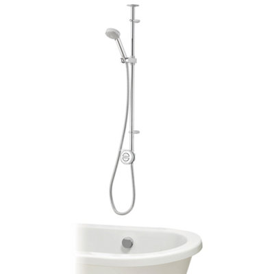 Aqualisa Smart Link Ceiling Fed Exposed Valve Gravity-Pumped Smart Digital Shower With Overflow Bath Filler & Adjustable Head from B&Q