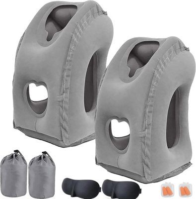 B&Q 2Pack Inflatable Travel Pillow For Airplane. Supports Head, Avoids Neck And Shoulder Pain. For Airplane, Car, Bus, Office.