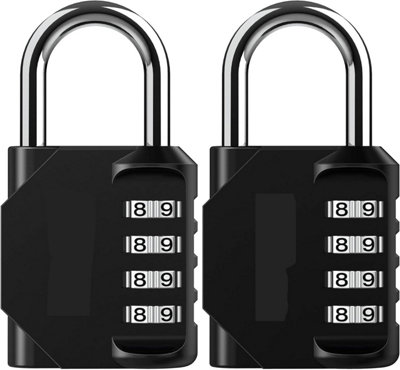 B&Q 2 Pack Combination Padlocks 4 Digit Outdoor Waterproof Padlocks Buckle Storage Black