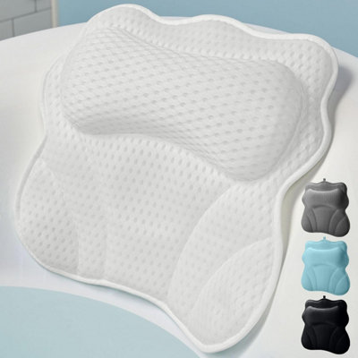 B&Q Thickly Padded Ergonomic Bath Pillow Suitable For Bathtubs And Shower Heads White