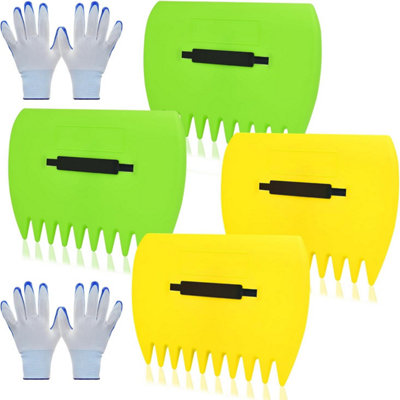 B&Q 2 Sets Of Leaf Scoops With Hand Rakes, Including Gloves, Lightweight Plastic Leaf Scoops