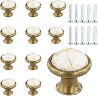 B&Q 10Pcs Vintage Cabinet Knobs, 33Mm Ceramic Knobs, Vintage Shabby Chic Round Drawer Knobs, Kitchen Cabinet Cupboard Drawer Door Knob