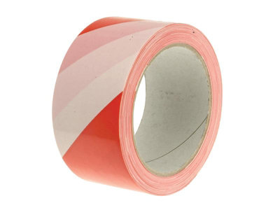 Faithfull FAITAPEHAZER Economy Self-Adhesive Hazard Tape Red/White 50mm x 33m | - Image 6