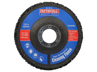 Faithfull  Cleaning Fleece Disc Coarse 115 X 22mm Faicf115 from B&Q