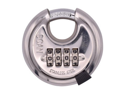 Scan High-Security Stainless Steel Disk Type Combination Padlock - 70Mm Size 10