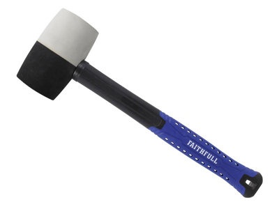Faithfull Black & White Fibreglass Rubber Mallet Hammer 24Oz Fairmbwf24 from B&Q