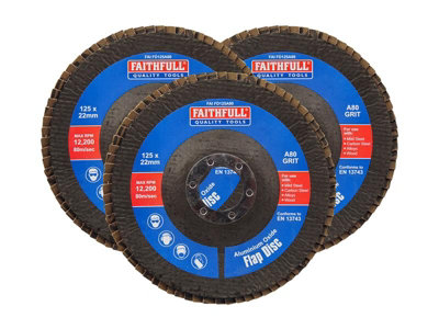 Faithfull Aluminium Oxide Flap Disc 125 X 22mm 80 Grit (3 Pack) Faifd12580A3 from B&Q