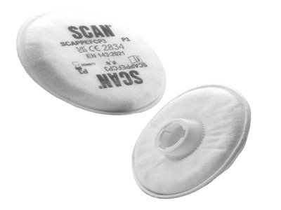 Scan Fp200-3 Twin Half Mask P3 Particle Filter Cartridge (Pack Of 2) Scappefcp3 from B&Q
