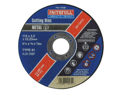 Faithfull  Metal Cut Off Disc 115 X 3.2 X 22.23mm Fai1153M from B&Q