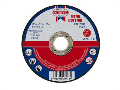 Faithfull  Metal Cut Off Disc 125 X 3.2 X 22.23mm Fai1253M from B&Q