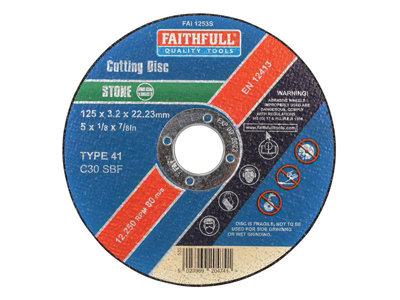 Faithfull  Stone Cut Off Disc 125 X 3.2 X 22.23mm Fai1253S from B&Q