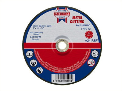 Faithfull  Depressed Centre Metal Cutting Disc 230 X 3.2 X 22.23mm Fai2303Mdc from B&Q