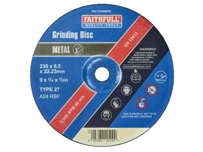 Faithfull  Depressed Centre Metal Grinding Disc 230 X 6.4 X 22.23mm Fai2306Mdg from B&Q